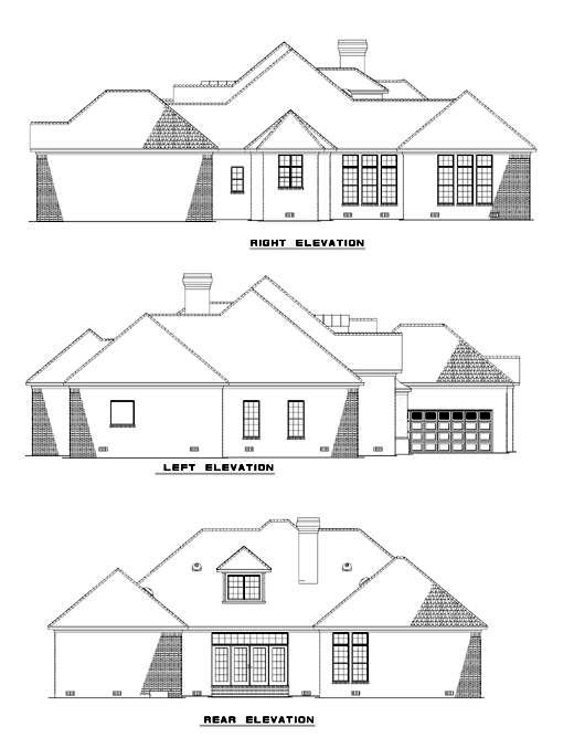 Contemporary Southern Rear Elevation of Plan 61068