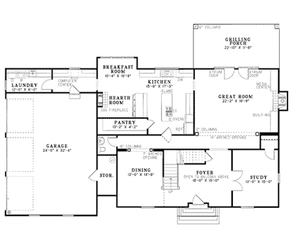 House Plan 61070 First Level Plan