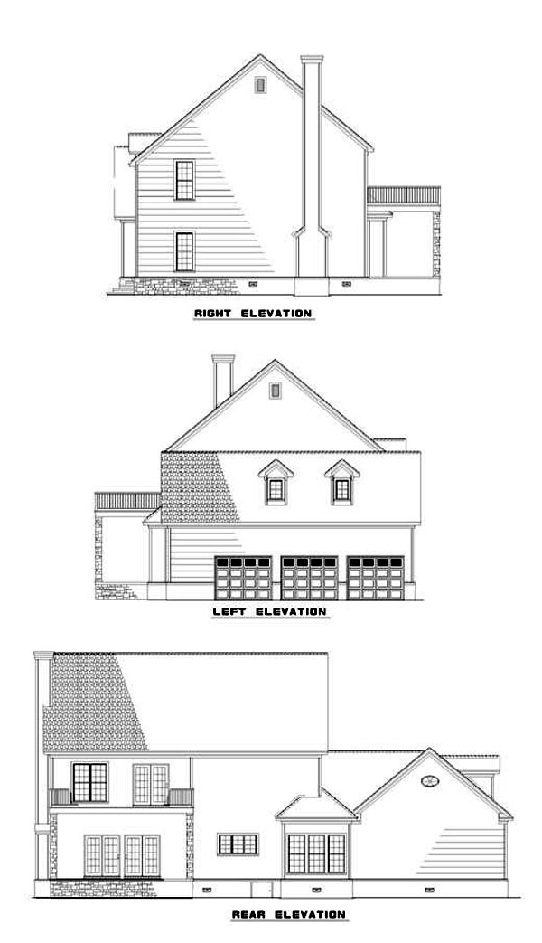 Colonial Southern Rear Elevation of Plan 61070