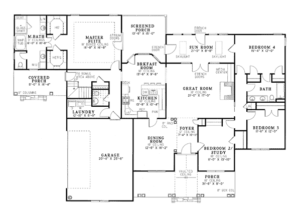 Colonial Southern Level One of Plan 61072
