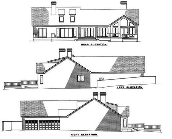 Traditional Rear Elevation of Plan 61074