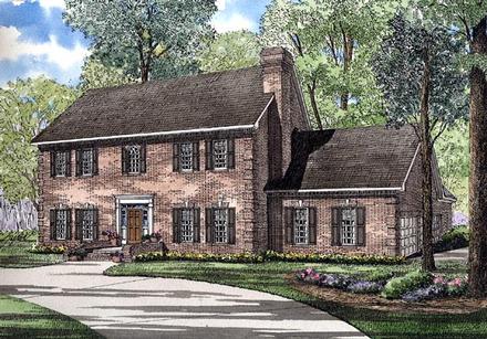 Colonial Southern Elevation of Plan 61077