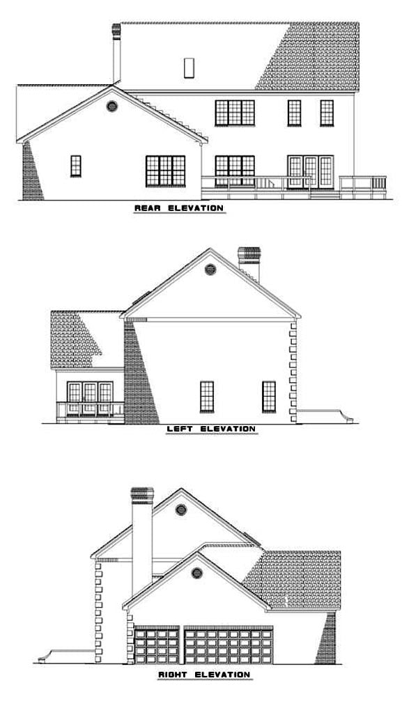 Colonial Southern Rear Elevation of Plan 61077