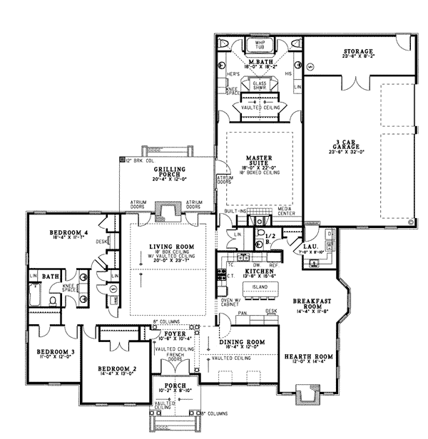 One-Story Traditional Level One of Plan 61078
