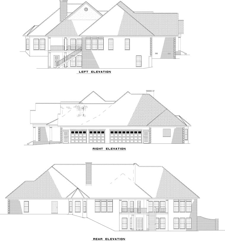 European Traditional Rear Elevation of Plan 61079