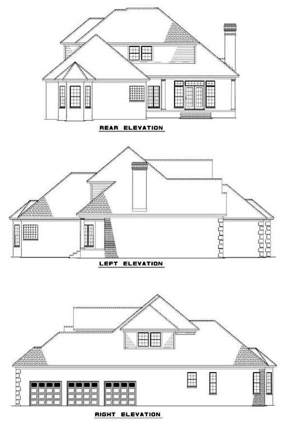 European Rear Elevation of Plan 61083