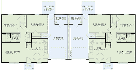 Multi-Family Plan 61091 First Level Plan