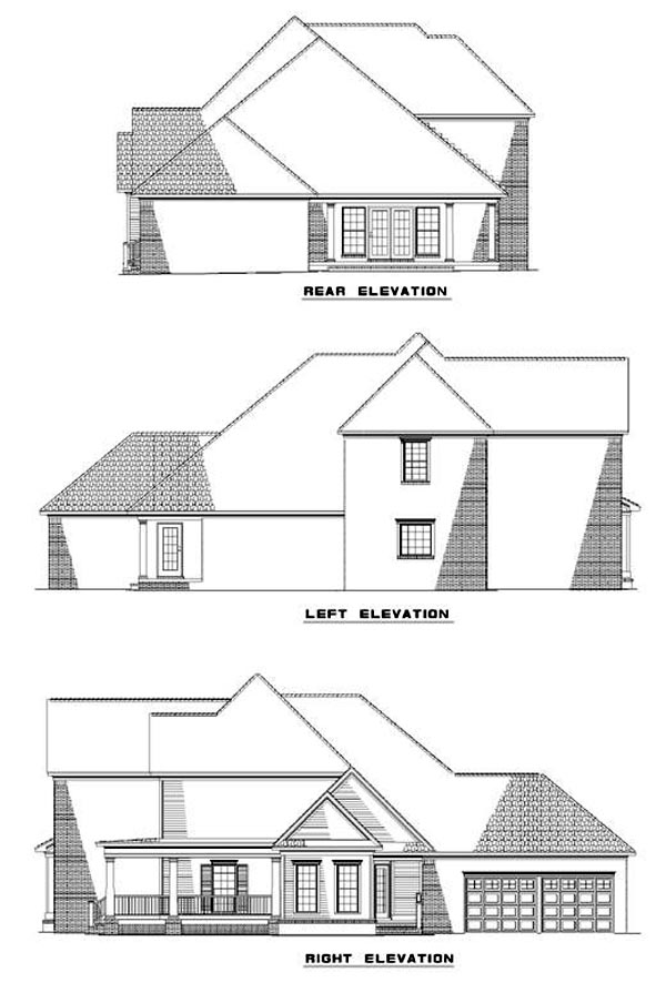 Country Rear Elevation of Plan 61092