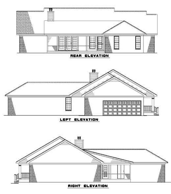 Country Ranch Rear Elevation of Plan 61097