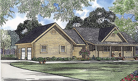 Log One-Story Elevation of Plan 61102