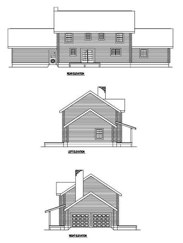 Log Rear Elevation of Plan 61118