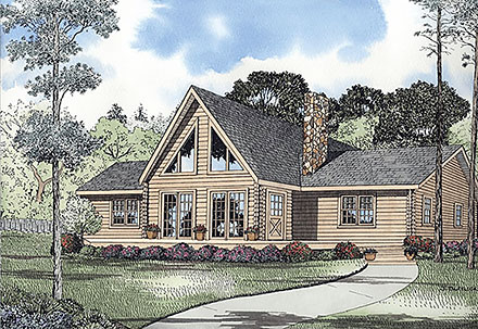 Contemporary Log Elevation of Plan 61120