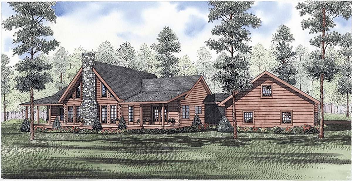 Log Style House Plan 61146 With 3 Bed 3 Bath