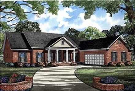 Colonial One-Story Elevation of Plan 61163