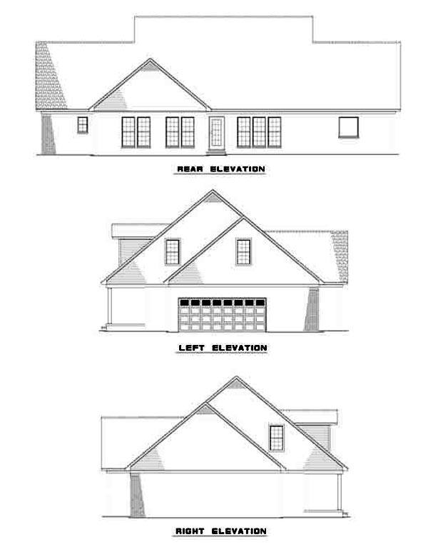 Country Rear Elevation of Plan 61164