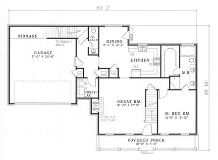 House Plan 61166 First Level Plan