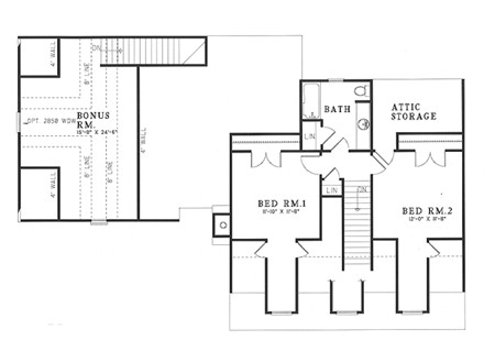 House Plan 61166 Second Level Plan