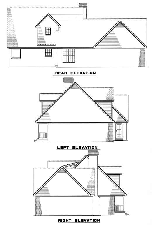 Country Rear Elevation of Plan 61166