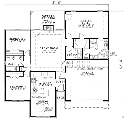 House Plan 61167 First Level Plan