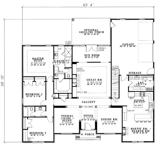 European One-Story Level One of Plan 61168