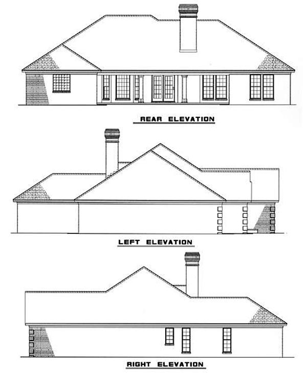 Traditional Rear Elevation of Plan 61169