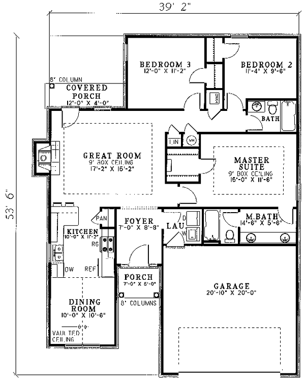 One-Story Traditional Level One of Plan 61171