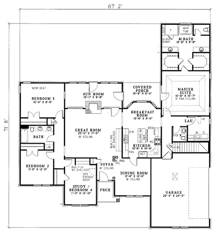 House Plan 61175 First Level Plan