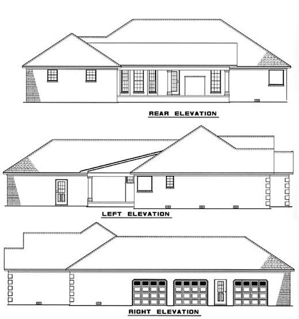 European Traditional Rear Elevation of Plan 61176