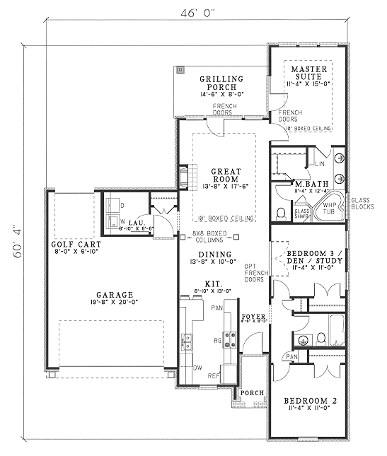 Craftsman One-Story Level One of Plan 61178