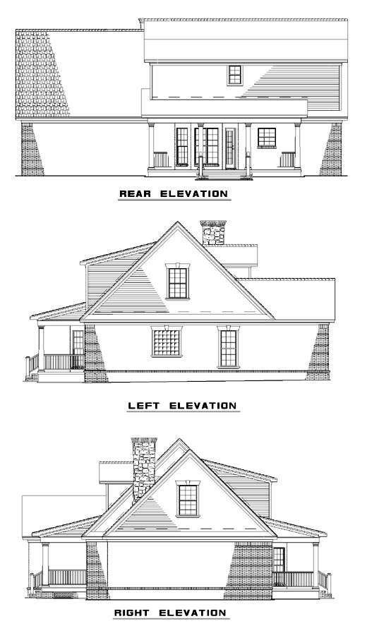 Traditional Rear Elevation of Plan 61185