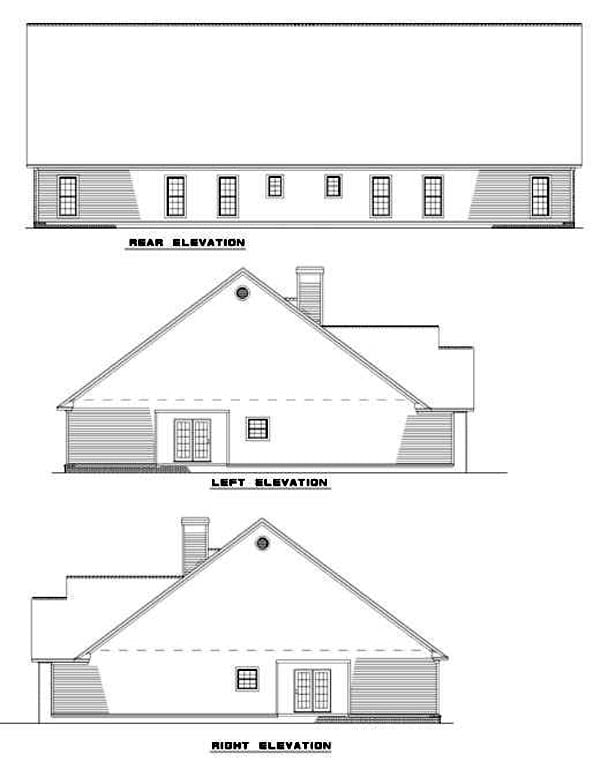 Traditional Rear Elevation of Plan 61191