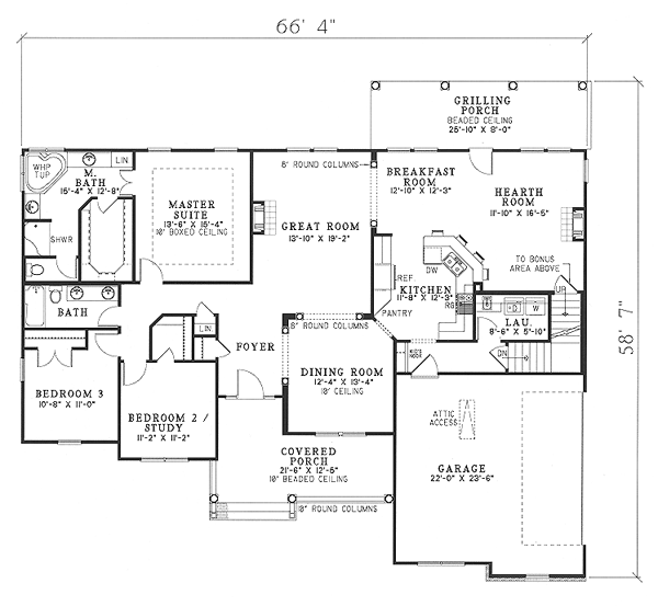 One-Story Southern Level One of Plan 61192
