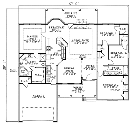 House Plan 61197 First Level Plan