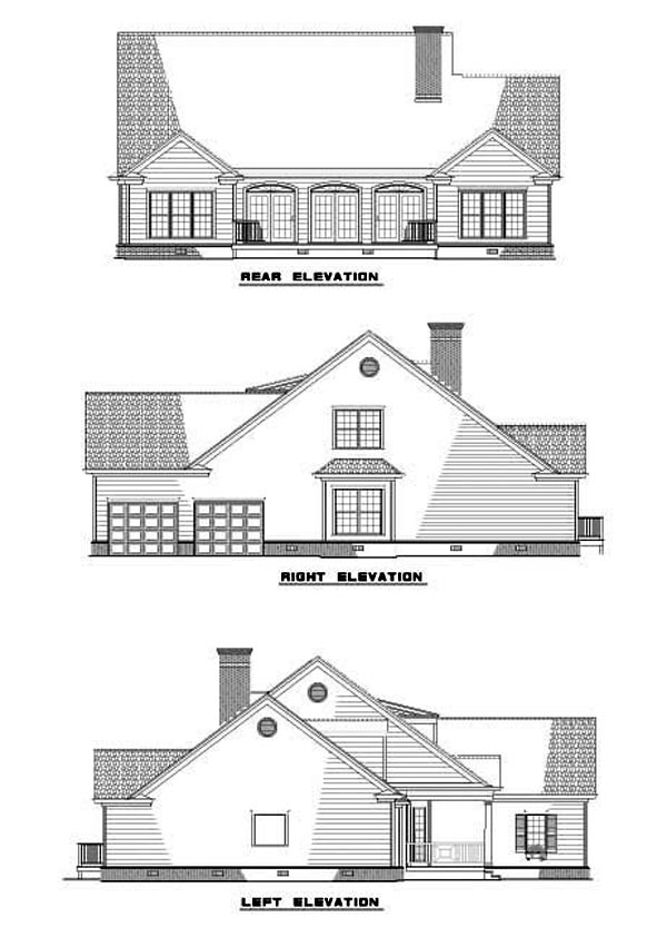 Traditional Rear Elevation of Plan 61198