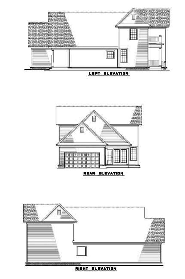 Narrow Lot Southern Rear Elevation of Plan 61199