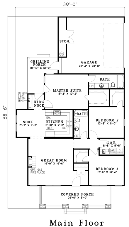 House Plan 61202 First Level Plan