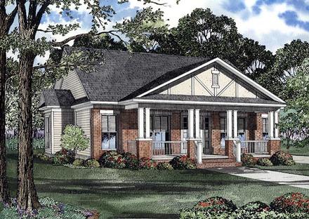 Colonial Narrow Lot One-Story Elevation of Plan 61202