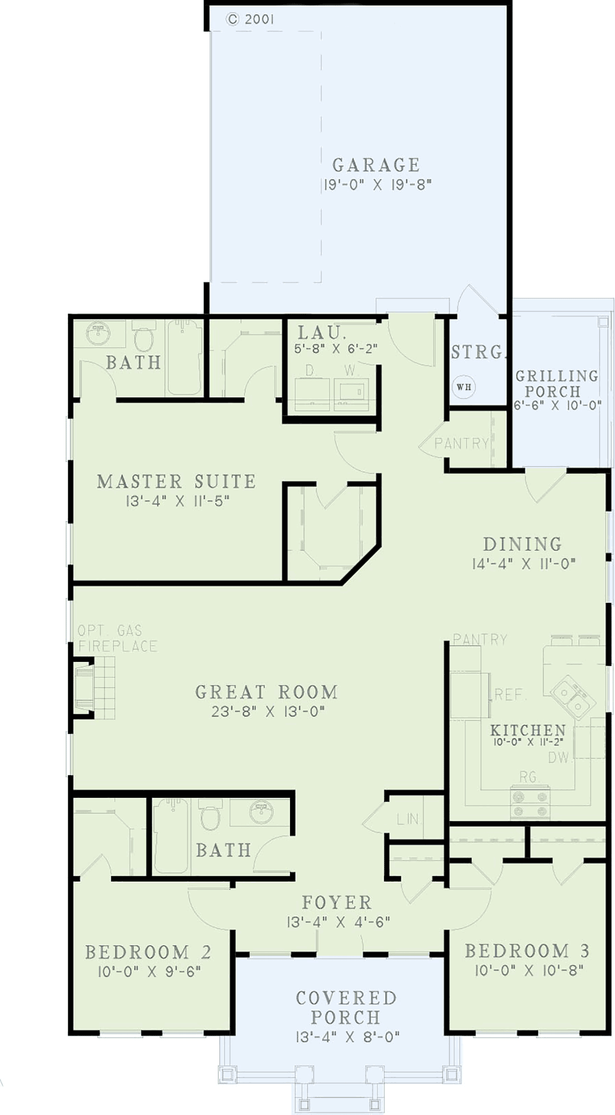 Colonial Narrow Lot One-Story Level One of Plan 61203