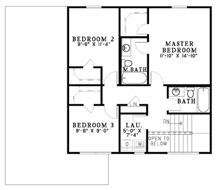 House Plan 61209 Second Level Plan