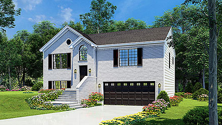 Colonial Narrow Lot Elevation of Plan 61212