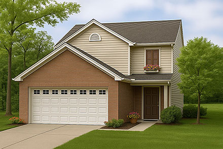 Narrow Lot Traditional Elevation of Plan 61216
