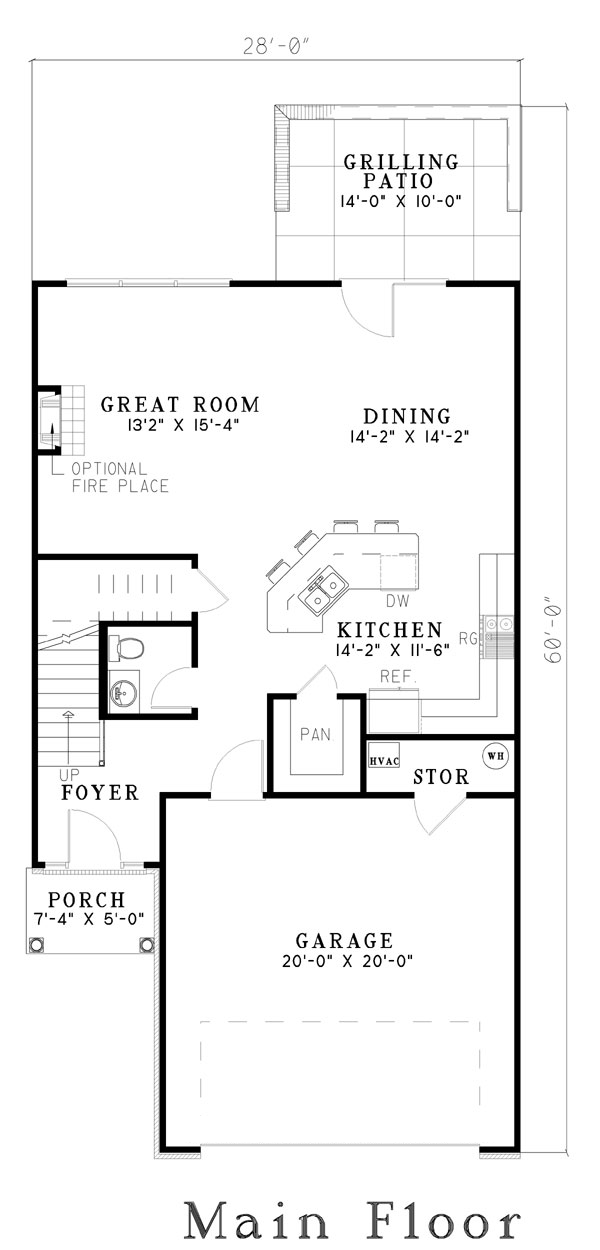 Narrow Lot Traditional Level One of Plan 61217