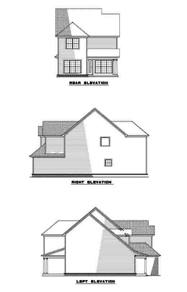 Narrow Lot Traditional Rear Elevation of Plan 61218