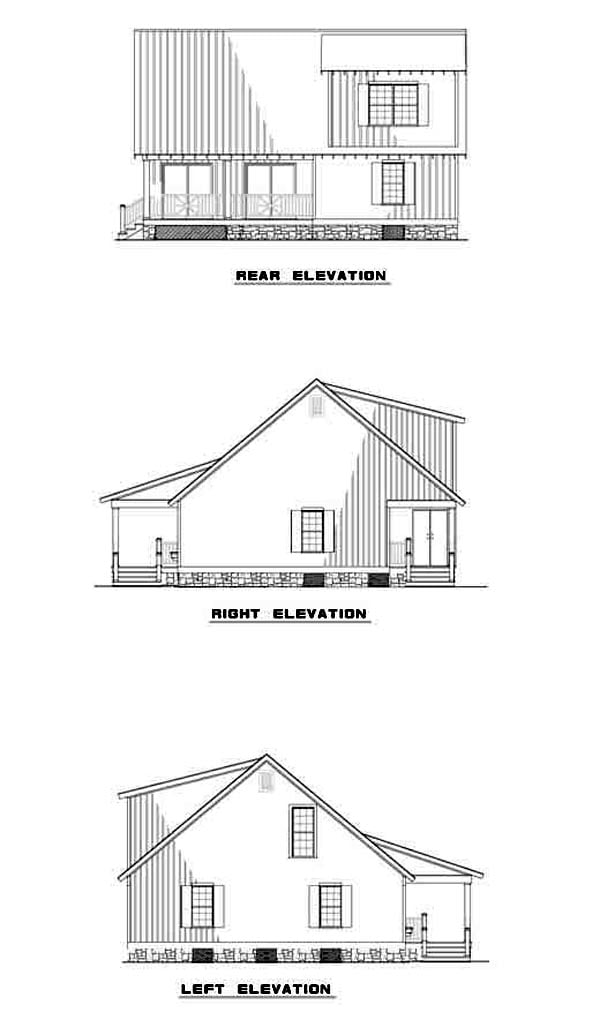 Country Narrow Lot Rear Elevation of Plan 61221