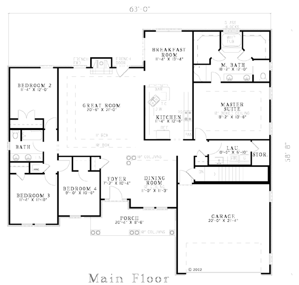 European One-Story Alternate Level One of Plan 61223