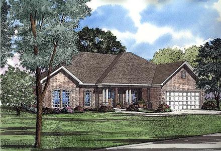 European One-Story Elevation of Plan 61223