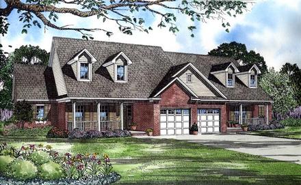 Country One-Story Elevation of Plan 61225