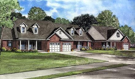 Country One-Story Elevation of Plan 61227