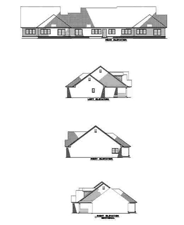 Country One-Story Rear Elevation of Plan 61227