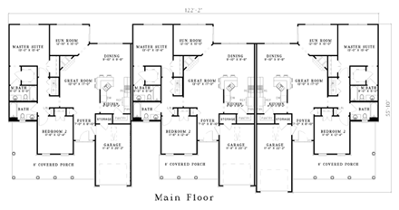 Multi-Family Plan 61228 First Level Plan